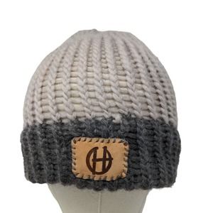 Unbranded Men's Knit Beanie Ski Cap Hat Gray Multicolor Patch Circle H Logo
